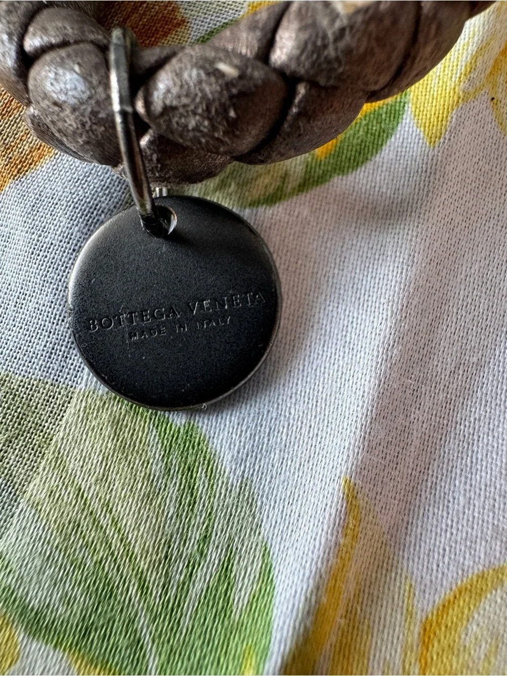 Bottega Veneta Intrecciato Braided Leather Loop Keychain Brown/Gray
